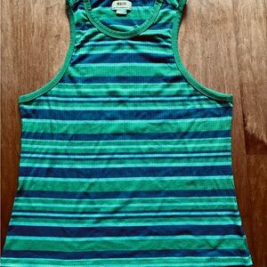 Anthropologie Mauve green striped knit tank 2X